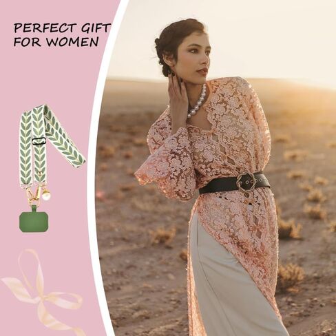 Cute Phone Lanyard Crossbody Strap Ribbon Neck Holder for Women Cell Phone with Tether Tab Adjustable Phones Rope for Phones Case Wallet Lanyard Green Leaf Strap in Saudi Arabia