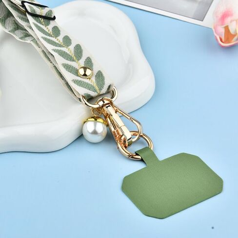 Cute Phone Lanyard Crossbody Strap Ribbon Neck Holder for Women Cell Phone with Tether Tab Adjustable Phones Rope for Phones Case Wallet Lanyard Green Leaf Strap in Saudi Arabia