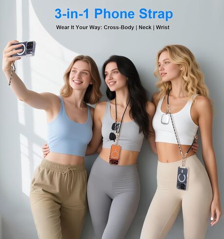 memumi 3 in 1 360° Rotating Phone Crossbody Strap, Neck/Wrist Strap for iPhone 17Pro Max/All Phones Anti-Theft Secure Lanyard in Saudi Arabia