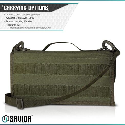 حقيبة تخزين مجلة المسدس التكتيكي من Savior Equipment مع لوحة غطاء بخطاف على شكل حرف N - حزام كتف متضمن، حلقات على شكل حرف D معززة، تناسب معظم الكومة المزدوجة الفردية 9 مم .40 .45 حافظة ماجس، 6 فتحات in Saudi Arabia