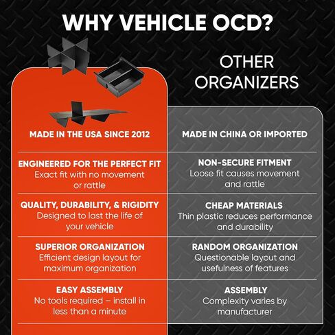 Vehicle OCD - Center Console Divider and Tray Organizer for Toyota 4Runner (2003-2009) - Made in USA in Saudi Arabia