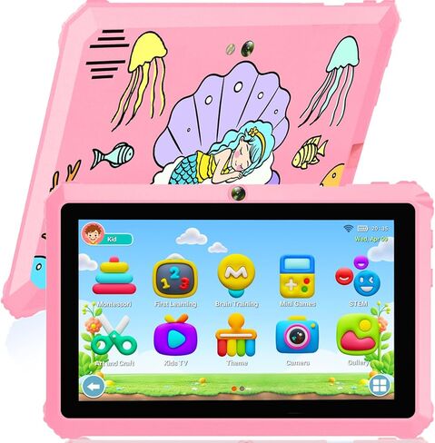 Yinoche Kids Tablet 7 "Android Tablet for Kids 3-7 32GB أقراص للأطفال الصغار مع Case WiFi Parental Control Dual Camera GMS معتمد in Kuwait