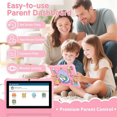 Yinoche Kids Tablet 7 "Android Tablet for Kids 3-7 32GB أقراص للأطفال الصغار مع Case WiFi Parental Control Dual Camera GMS معتمد in Kuwait