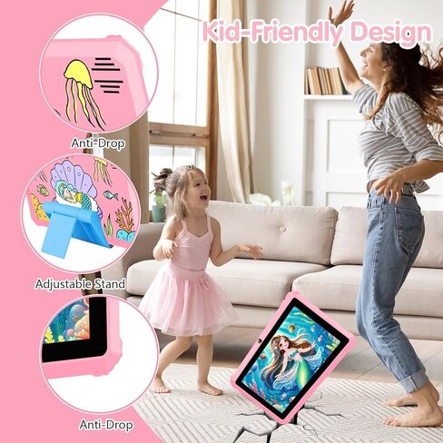 Yinoche Kids Tablet 7 "Android Tablet for Kids 3-7 32GB أقراص للأطفال الصغار مع Case WiFi Parental Control Dual Camera GMS معتمد in Kuwait
