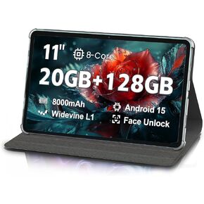 2025 Android Tablet, 12 inch 2K Large Screen Tablet with Case, 20GB RAM 256GB ROM, T616 2000x1200 Touch Screen, 5MP+15MP Dual Camera, Type-C Port, 20W PD Fast Charge, 8000mAh Battery, Metal Grey in Saudi Arabia