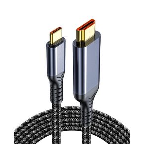 كابل مجدول من النوع C إلى HDMI (5.9 قدم)، محول Thunderbolt 3/4، [4K@30 هرتز / 2K@144 هرتز] كابل عرض عالي الوضوح. متوافق مع موديلات iPhone 15 و16 وPlus وPro وPro Max. in Saudi Arabia