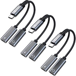 USB Type C to 3.5mm Headphone and Charger Adapter,2 in 1 USB C to Aux Audio Jack Hi-Res DAC with Charging for Earphones,Compatible with Samsung Galaxy S25/S24/S23/S22+ (USB-3.5MM, 1Pack) in Saudi Arabia