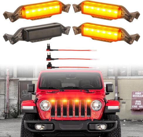 LED LED Grille Grille Lights for 2019 2020 2021 2022 2023 Jeep Wrangler JL Jlu Rubicon Sahara Sport Grille Grille Grille Light Front Headlips Wrangler JL Jlu 2018-2023 White 4pcs LED (White JL 4p) in Kuwait