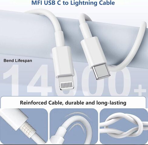 3FT For iPhone Charger Fast 20W Charger, Extra Long iPhone Charger Fast Charging, 3Pack 3Feet USB C to Lightning Cable Cord Adapter for iPhone 14 Pro Max/14 Plus/13 Mini/12/11/X/XR/SE/iPad/AirPods in Saudi Arabia