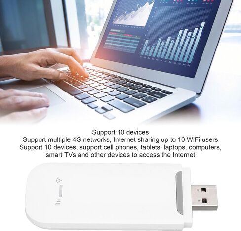 VBESTLIFE 4G LTE USB WiFi Dongle, Mobile Hotspot Router, 150Mbps Portable Modem Device with SIM Card Slot for Travel, Support 10 Users (Black) in Saudi Arabia
