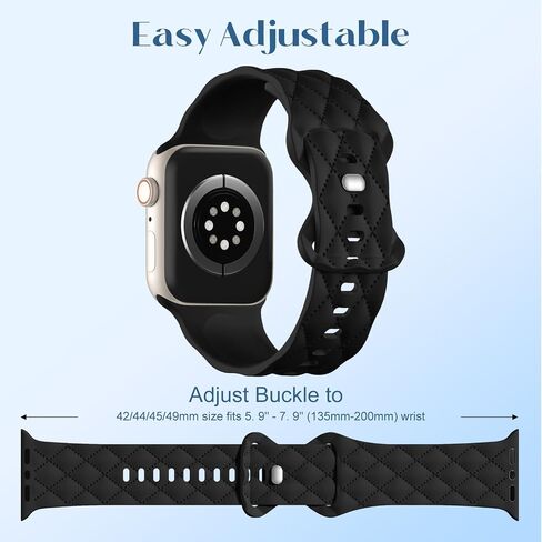 Witzon Silicone Band Compatible with Apple Watch Bands for Women 42mm 41mm 40mm 38mm 44mm 45mm 46mm 49mm, Designer Checkered Engraved Bow Soft Sport Strap for iWatch Series 11 10 9 8 7 6 5 4 SE 3 2 1 in Kuwait