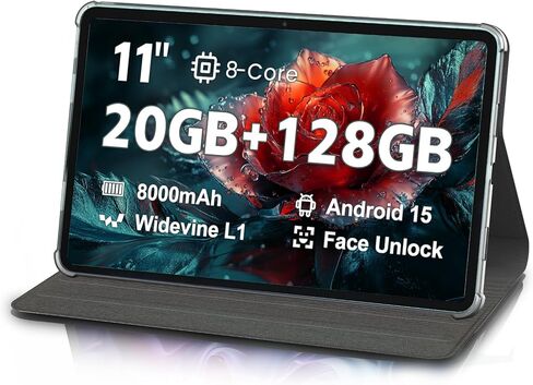 2025 Android Tablet, 12 inch 2K Large Screen Tablet with Case, 20GB RAM 256GB ROM, T616 2000x1200 Touch Screen, 5MP+15MP Dual Camera, Type-C Port, 20W PD Fast Charge, 8000mAh Battery, Metal Grey in Saudi Arabia