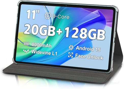 2025 Android Tablet, 12 inch 2K Large Screen Tablet with Case, 20GB RAM 256GB ROM, T616 2000x1200 Touch Screen, 5MP+15MP Dual Camera, Type-C Port, 20W PD Fast Charge, 8000mAh Battery, Metal Grey in Saudi Arabia