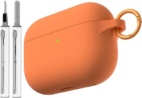 حافظة Veirrw لأجهزة AirPods Pro 3 مع مجموعة أدوات تنظيف، حافظة حماية كاملة من السيليكون السائل الناعم لأجهزة AirPods Pro الجيل الثالث للنساء والرجال، ملحقات حافظة AirPod pro 3 مع سلسلة مفاتيح (برتقالي) in Kuwait