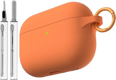 حافظة Veirrw لأجهزة AirPods Pro 3 مع مجموعة أدوات تنظيف، حافظة حماية كاملة من السيليكون السائل الناعم لأجهزة AirPods Pro الجيل الثالث للنساء والرجال، ملحقات حافظة AirPod pro 3 مع سلسلة مفاتيح (برتقالي) in Kuwait