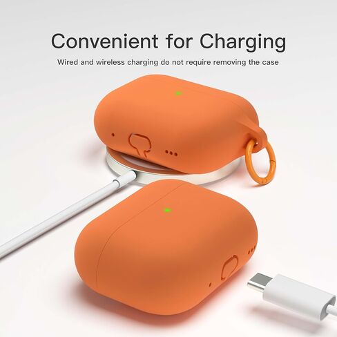 حافظة Veirrw لأجهزة AirPods Pro 3 مع مجموعة أدوات تنظيف، حافظة حماية كاملة من السيليكون السائل الناعم لأجهزة AirPods Pro الجيل الثالث للنساء والرجال، ملحقات حافظة AirPod pro 3 مع سلسلة مفاتيح (برتقالي) in Kuwait