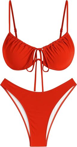 ZAFUL المرأة عالية قطع بيكيني مجموعات سلسلة مثير ملابس السباحة قطعتين Underwire ثوب السباحة البرازيلي صفيق قطع ملابس السباحة لطيف برتقالي-جديد L in Kuwait