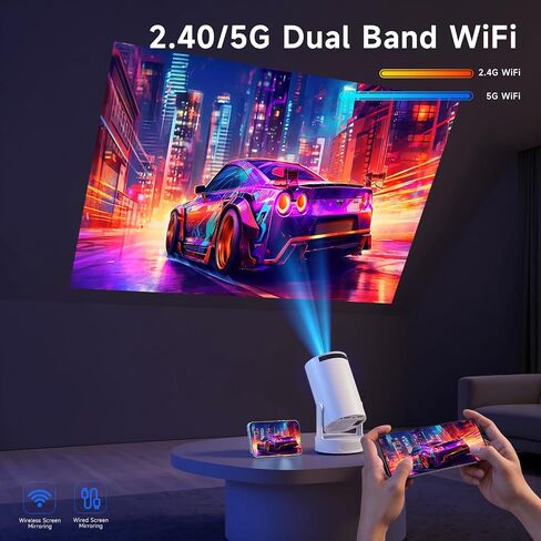 SGV Smart Mini Projector for Bedroom, 4K Support, Portable Outdoor Projector with Android 12, WiFi and Bluetooth 5.2, Auto Keystone, for Home Theater Outdoor Movie in Saudi Arabia