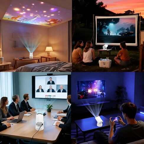 SGV Smart Mini Projector for Bedroom, 4K Support, Portable Outdoor Projector with Android 12, WiFi and Bluetooth 5.2, Auto Keystone, for Home Theater Outdoor Movie in Saudi Arabia