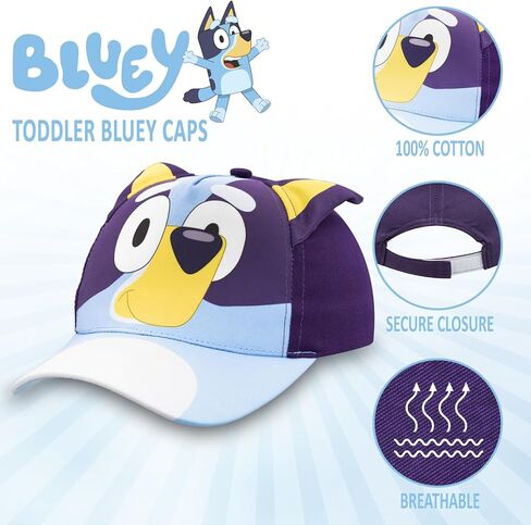 Bluey Toddler Baseball Cap – Cute Bluey Hat for Kids – Adjustable Toddler Ball Cap – Funny Cap for Kids with Flat Ears – Fun Cartoon Kids Baseball Cap – Breathable Cotton Hat in Kuwait