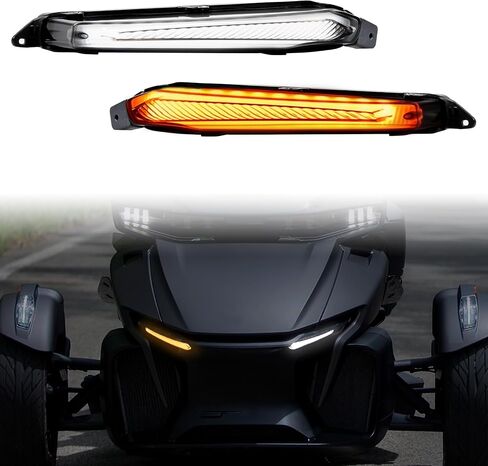 SAUTVS LED أضواء الانعطاف أثناء النهار لـ Can-Am Spyder، إشارة الانعطاف الأمامية DRL مع أضواء وامضة صفراء لملحقات Can Am Spyder RT 2020-2022 (قطعتان، استبدال #219401024) in Kuwait