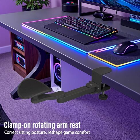 Ergonomic Arm/Elbow Rest for Desk - Foldable Rotatable Elbow Support for Computer Desk, Office & Gaming Comfort (Black) in Saudi Arabia