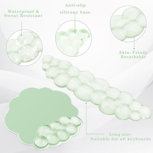 Gel Cloud Keyboard and Mouse Wrist Rest, Cute Wrist Support and Arm Support Keyboard Rest for Keyboard and Mouse Typing Pain Relief，Suitable for Office/Computer/Laptop/Gaming（White） in Kuwait