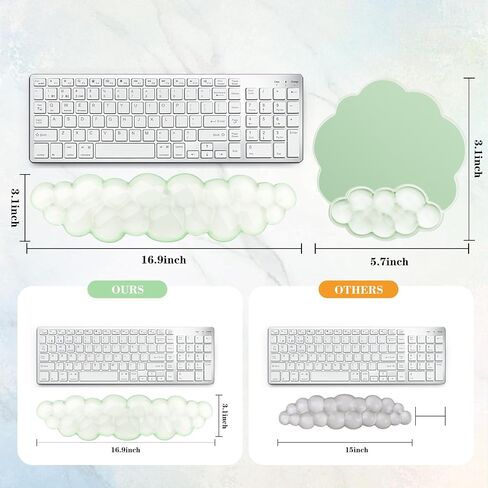 Gel Cloud Keyboard and Mouse Wrist Rest, Cute Wrist Support and Arm Support Keyboard Rest for Keyboard and Mouse Typing Pain Relief，Suitable for Office/Computer/Laptop/Gaming（White） in Kuwait