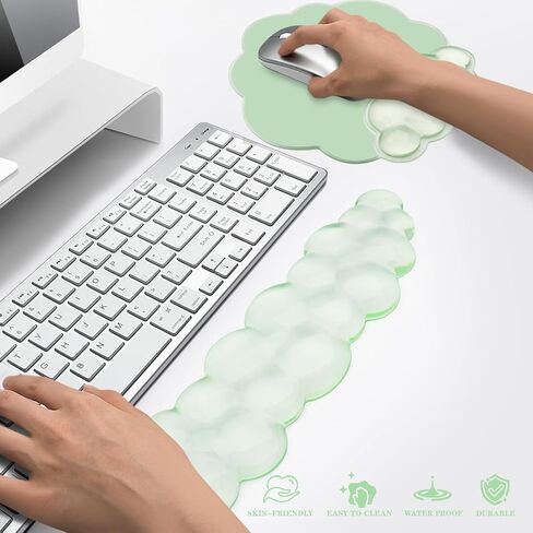 Gel Cloud Keyboard and Mouse Wrist Rest, Cute Wrist Support and Arm Support Keyboard Rest for Keyboard and Mouse Typing Pain Relief，Suitable for Office/Computer/Laptop/Gaming（White） in Kuwait