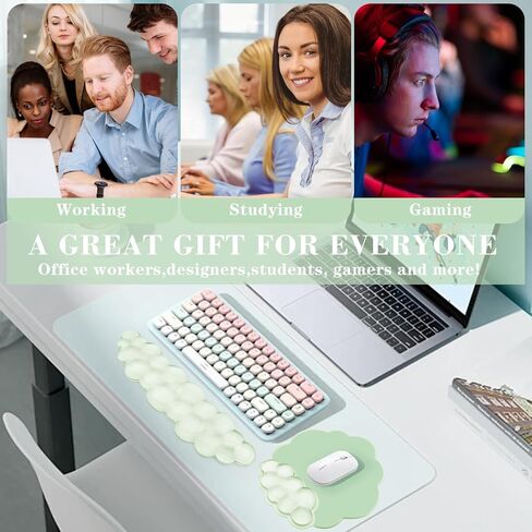 Gel Cloud Keyboard and Mouse Wrist Rest, Cute Wrist Support and Arm Support Keyboard Rest for Keyboard and Mouse Typing Pain Relief，Suitable for Office/Computer/Laptop/Gaming（White） in Kuwait