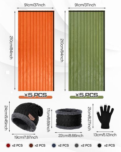 Tranqun 40 80 pcs Emergency Sleeping Bags Bulk with Winter Hat Gloves Scarf, Survival Sleeping Bag Bivy Sack Waterproof Lightweight Thermal Blanket Gear for Camping Hiking Outdoors Homeless in Saudi Arabia