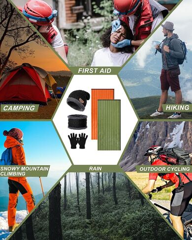 Tranqun 40 80 pcs Emergency Sleeping Bags Bulk with Winter Hat Gloves Scarf, Survival Sleeping Bag Bivy Sack Waterproof Lightweight Thermal Blanket Gear for Camping Hiking Outdoors Homeless in Saudi Arabia