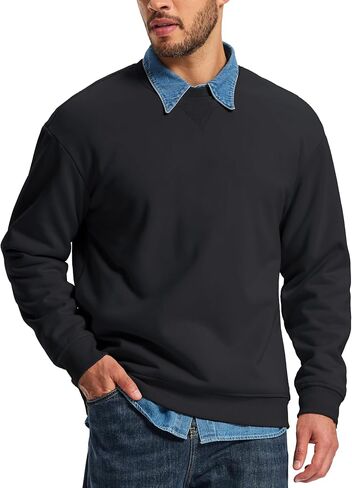 MAGCOMSEN Men's Sweatshirt Crewneck Thermal Sherpa Lined Sweatshirts Warm Winter Casual Tops in Saudi Arabia