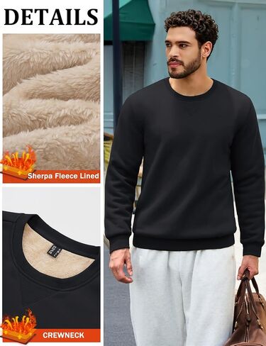 MAGCOMSEN Men's Sweatshirt Crewneck Thermal Sherpa Lined Sweatshirts Warm Winter Casual Tops in Saudi Arabia