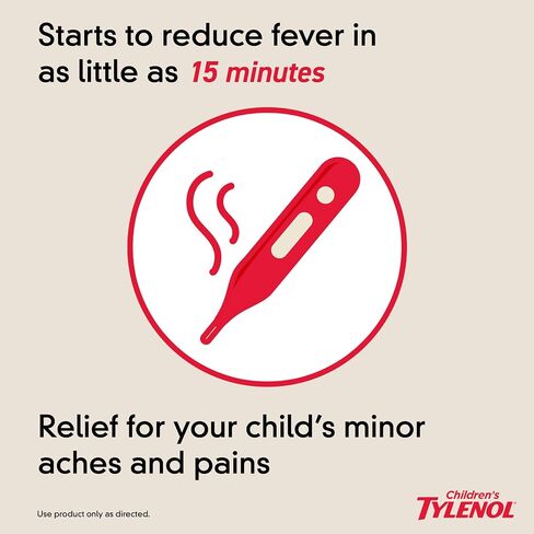 Children's Tylenol Liquid Pain Relief & Fever Medicine, Acetaminophen Oral Suspension, Dye-Free, Aspirin-Free, Ibuprofen-Free, High Fructose Corn Syrup-Free; Natural Apple Flavor, 8 fl. oz in Saudi Arabia
