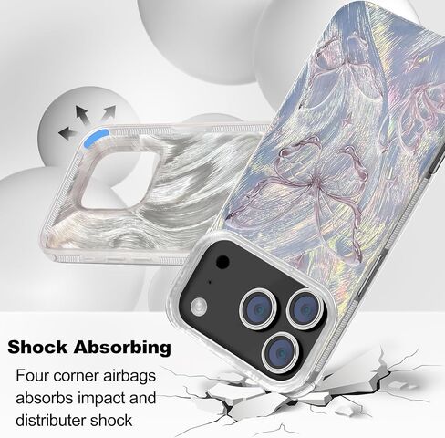 حافظة مدمجة I-MGAE-IN-AR لهاتف iPhone 17 Pro Max بتصميم فراشة فضية لامعة، حافظة هاتف واقية مقاومة للصدمات وناعمة وعصرية لطيفة للنساء والفتيات لامعة جمالية in Saudi Arabia