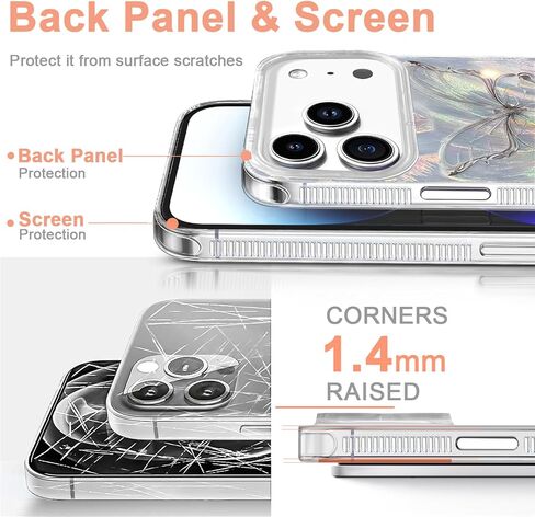 حافظة مدمجة I-MGAE-IN-AR لهاتف iPhone 17 Pro Max بتصميم فراشة فضية لامعة، حافظة هاتف واقية مقاومة للصدمات وناعمة وعصرية لطيفة للنساء والفتيات لامعة جمالية in Saudi Arabia