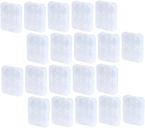 TEHAUX 20Pcs Transparent Card Case Organizer Lightweight Memory Card Storage Box with Ergonomic Locking System Compact Design for Safe Convenient Card Holder Use in Saudi Arabia