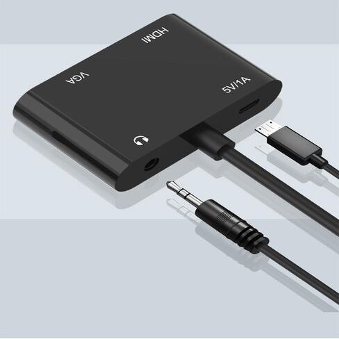 محول VGA إلى HDMI VGA، مقسم VGA، للكمبيوتر، سطح المكتب، الكمبيوتر المحمول، الكمبيوتر الشخصي، الشاشة، واجهة الطاقة ذكر إلى أنثى HD مزامنة الصوت والفيديو بدقة 1080 بكسل (أسود) in Kuwait