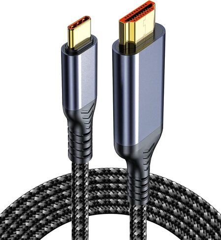 Type-C to HDMI Braided Cable (5.9 ft), Thunderbolt 3/4 Adapter, [4K@30Hz / 2K@144Hz ] High-Definition Projection Display Cable. Compatible with iPhone 15, 16, Plus, Pro, and Pro Max models. in Saudi Arabia