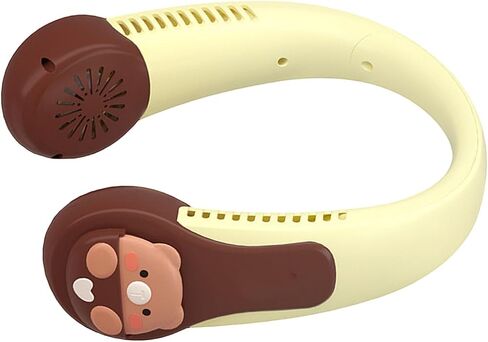 Neck Fan Cartoon Cooling Fan Portable USB Rechargeable Quiet Operation Anti Twist AC Fan with Built in Battery Kids Adults Outdoor Sports (Bear) in Saudi Arabia