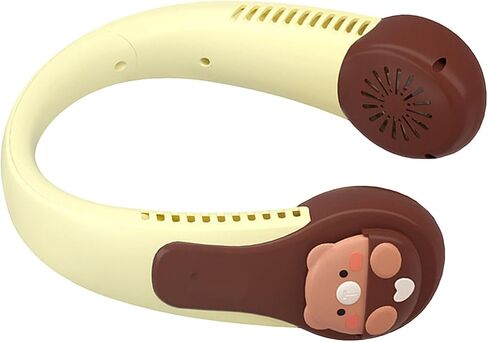 Neck Fan Cartoon Cooling Fan Portable USB Rechargeable Quiet Operation Anti Twist AC Fan with Built in Battery Kids Adults Outdoor Sports (Bear) in Saudi Arabia
