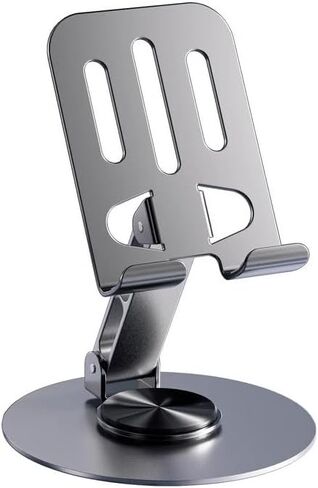Cell Phone Stand for Desk, Desktop Phone Holder, Multi-Angel Adjustable 360° Rotation Non-Slip Metal Phone Stand, Sturdy Foldable Compatible for 16 15 14 Pro Max Pad with All Cell Phone/Tablet in Saudi Arabia