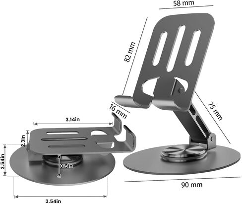 Cell Phone Stand for Desk, Desktop Phone Holder, Multi-Angel Adjustable 360° Rotation Non-Slip Metal Phone Stand, Sturdy Foldable Compatible for 16 15 14 Pro Max Pad with All Cell Phone/Tablet in Saudi Arabia