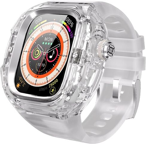 for Apple Watch Ultra 3/2/1 49mm Case, Rugged Case with Band for Apple Watch 49mm One-Click Open Design and Military Grade Shockproof Bumper Cover for Men and Women (White and Steel) in Saudi Arabia
