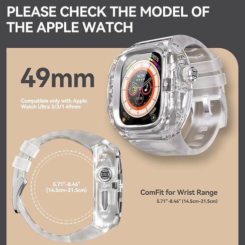 for Apple Watch Ultra 3/2/1 49mm Case, Rugged Case with Band for Apple Watch 49mm One-Click Open Design and Military Grade Shockproof Bumper Cover for Men and Women (White and Steel) in Saudi Arabia