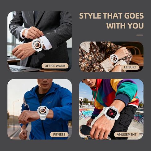for Apple Watch Ultra 3/2/1 49mm Case, Rugged Case with Band for Apple Watch 49mm One-Click Open Design and Military Grade Shockproof Bumper Cover for Men and Women (White and Steel) in Saudi Arabia