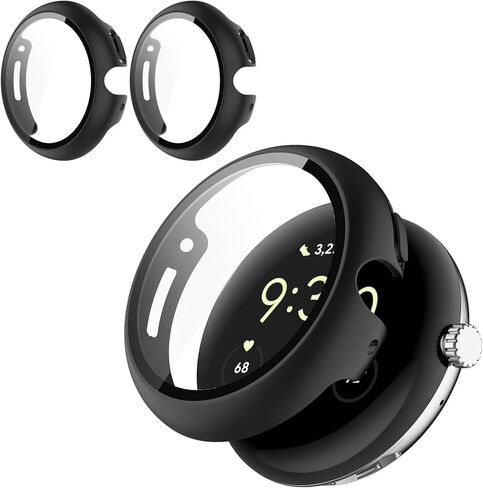 2 Pack for Google Pixel Watch 2/1 41mm Screen Protector Case [Full Coverage], Hard PC Bumper All-Around Protective Accessories for Google Pixel Watch 2/1 Built-in Tempered Glass Film in Saudi Arabia