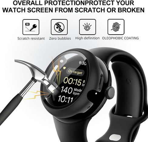 2 Pack for Google Pixel Watch 2/1 41mm Screen Protector Case [Full Coverage], Hard PC Bumper All-Around Protective Accessories for Google Pixel Watch 2/1 Built-in Tempered Glass Film in Saudi Arabia