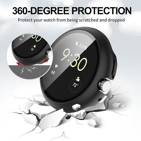2 Pack for Google Pixel Watch 2/1 41mm Screen Protector Case [Full Coverage], Hard PC Bumper All-Around Protective Accessories for Google Pixel Watch 2/1 Built-in Tempered Glass Film in Saudi Arabia